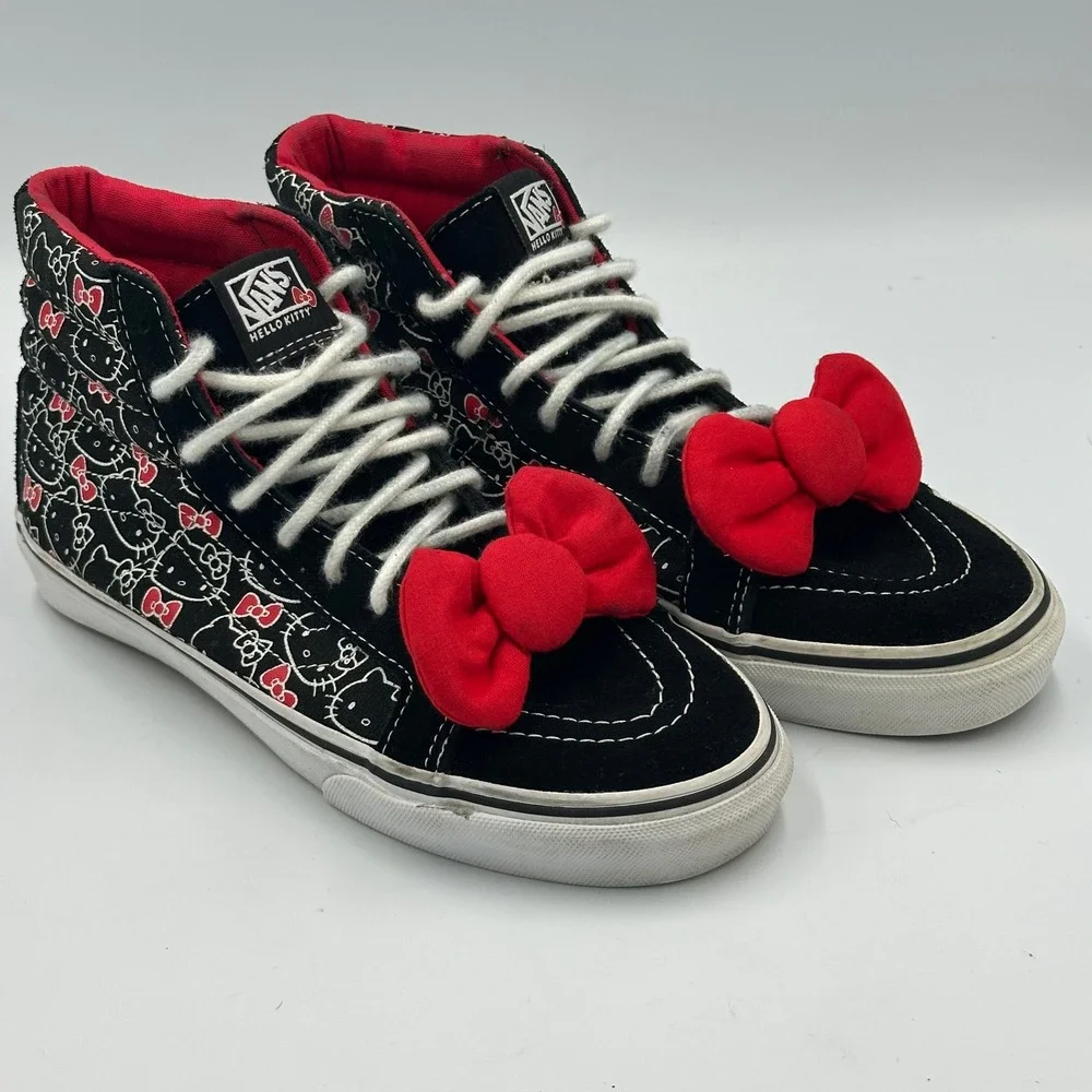 Vans Hello Kitty Sk8-Hi Black Red/ Bow Sneakers Womens 7.5 / Mens 6 Kawaii Skate
